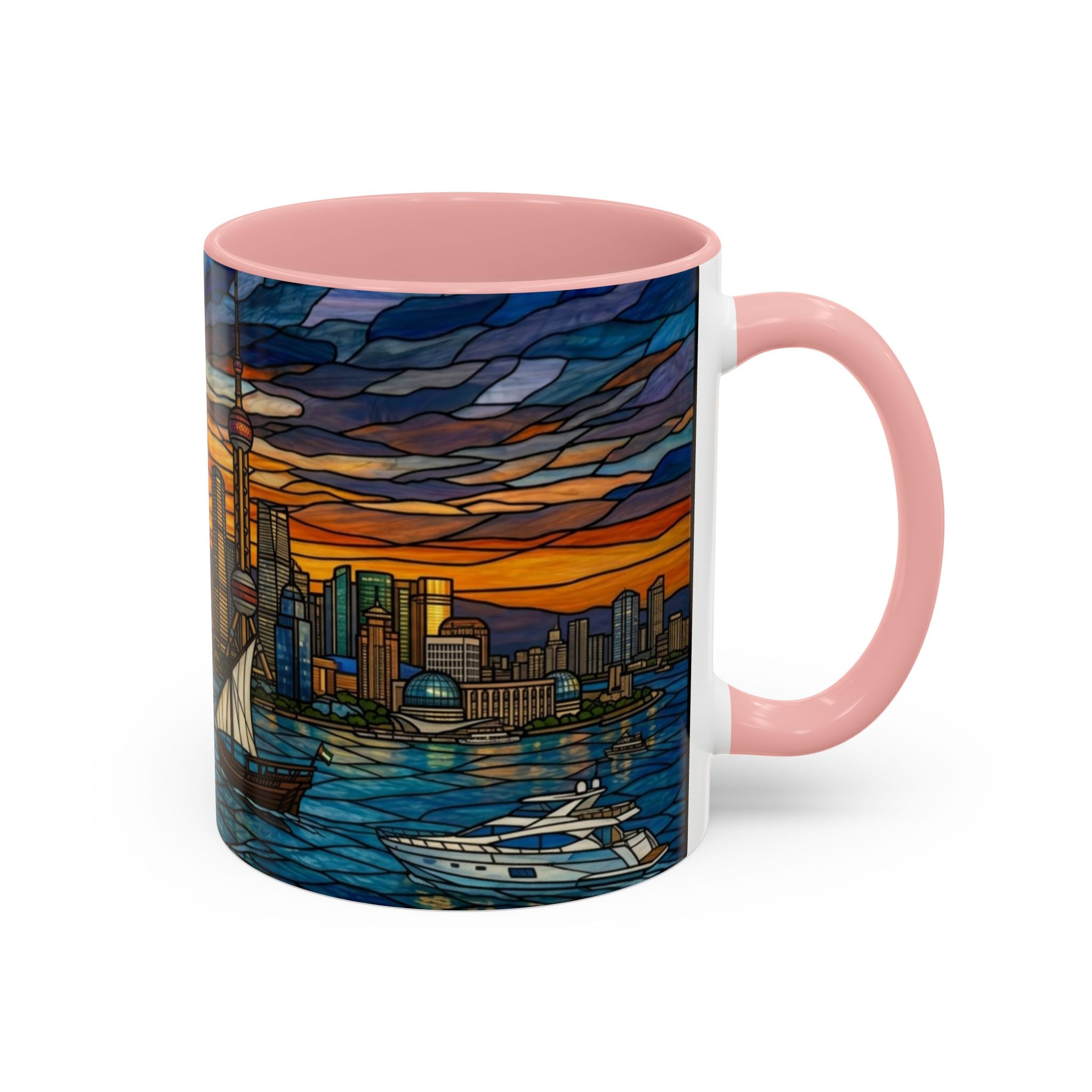 Shanghai Harbor Stained-Glass Sunset Coffee Mug (11/15oz)