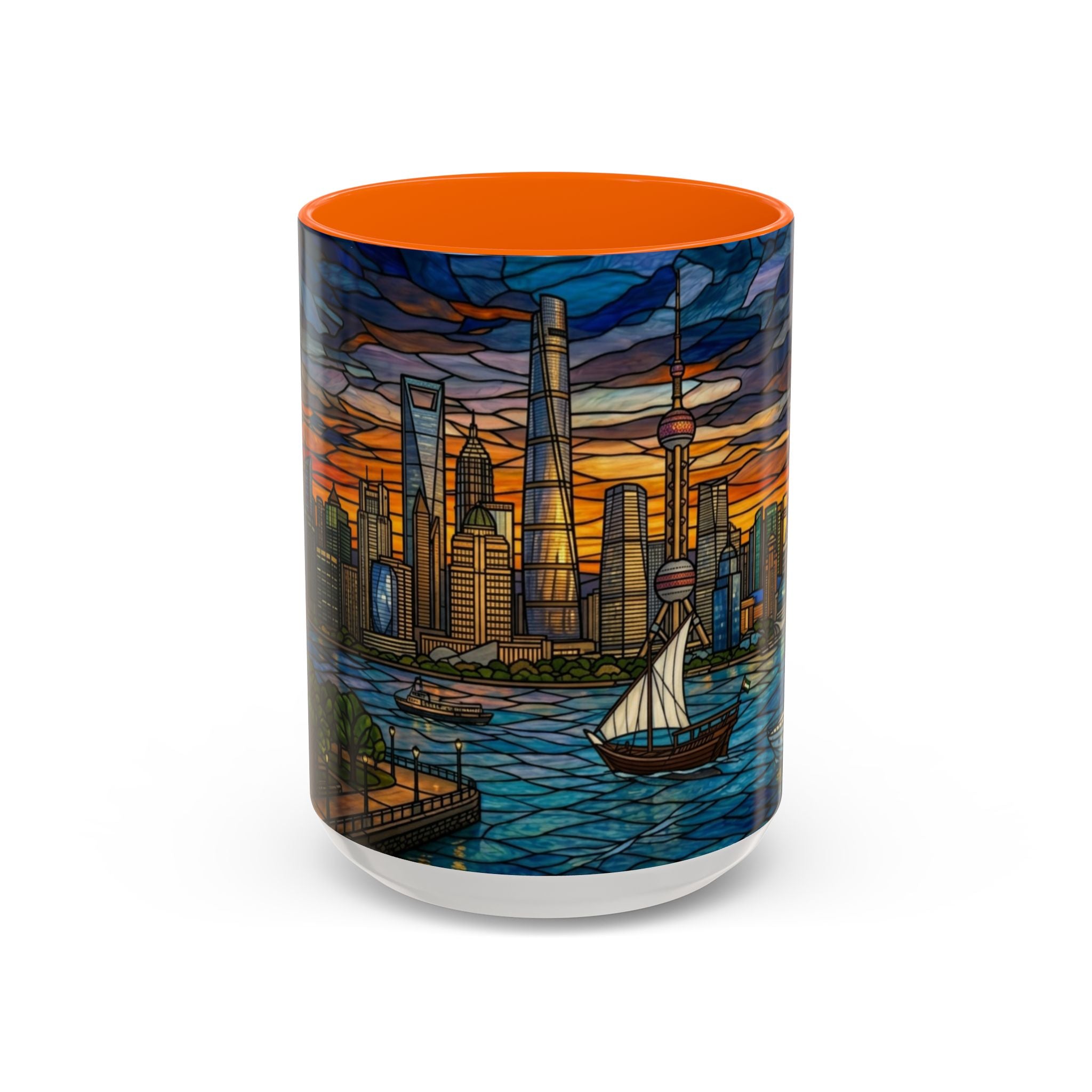 Shanghai Harbor Stained-Glass Sunset Coffee Mug (11/15oz)