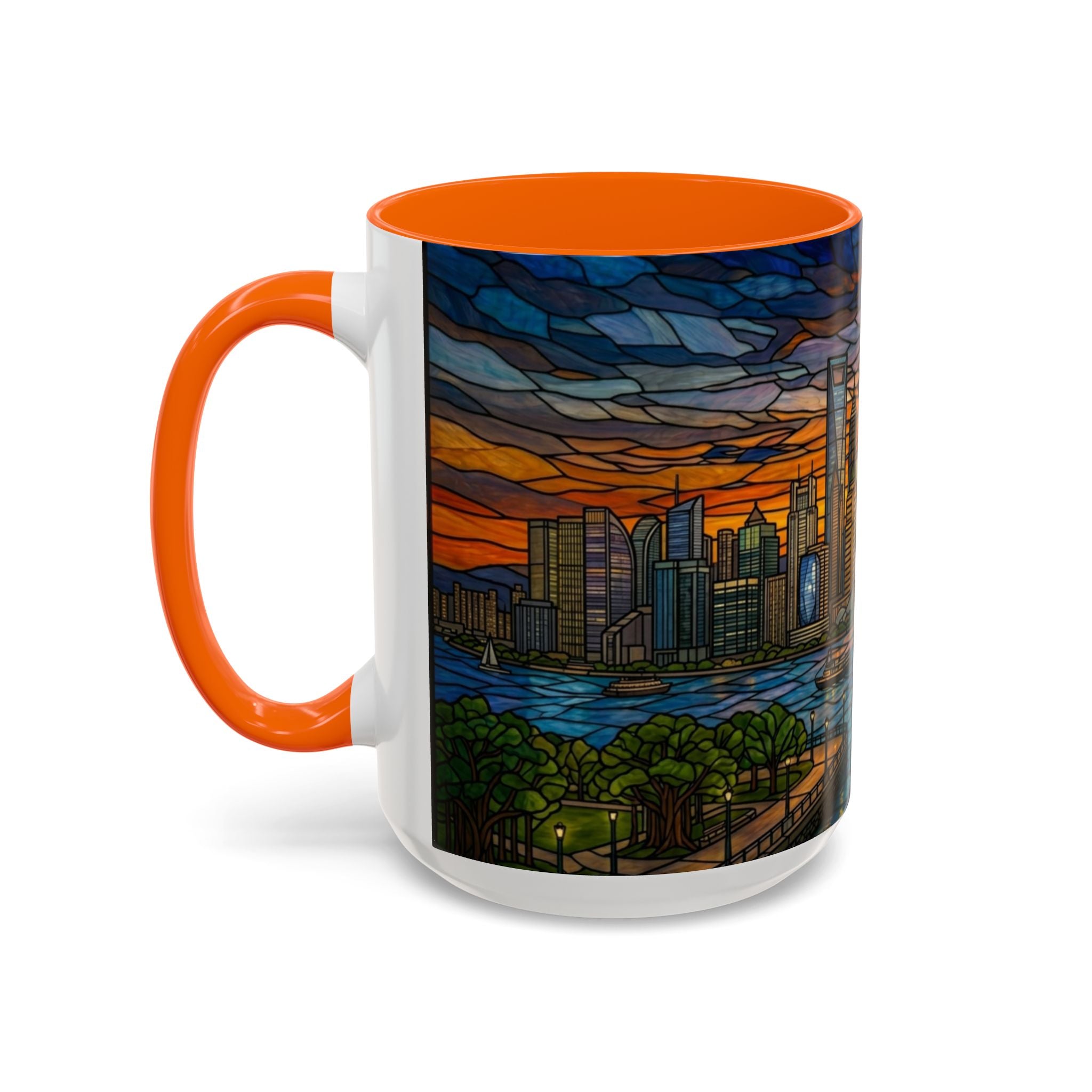 Shanghai Harbor Stained-Glass Sunset Coffee Mug (11/15oz)