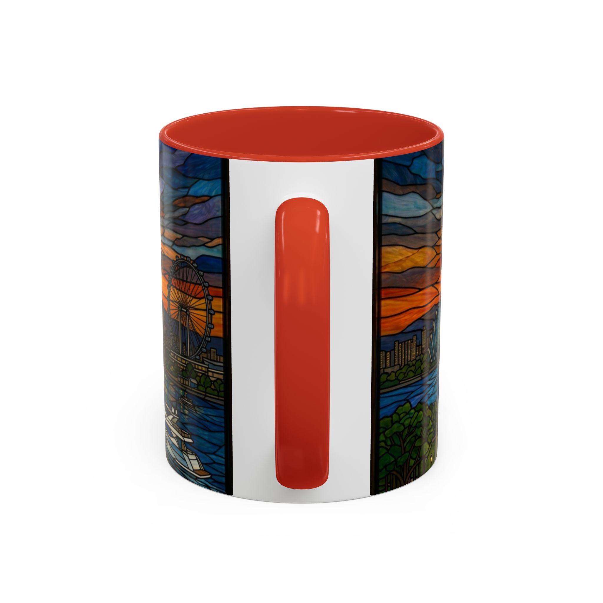 Singapore Skyline Accent Coffee Mug — Stained Glass Marina Bay Sunset Design (11/15oz)