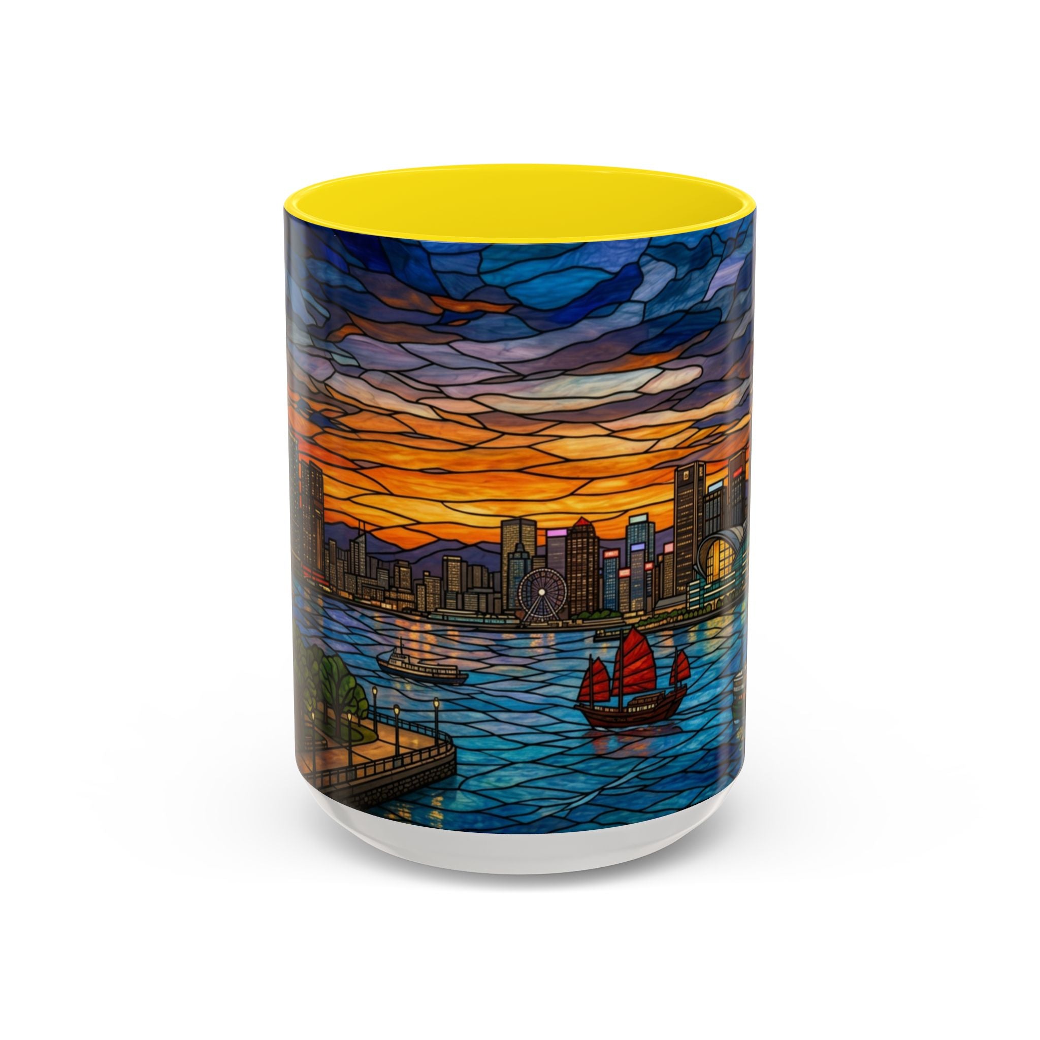 Hong Kong Sky Line Stained-Glass Coffee Mug (11/15oz)