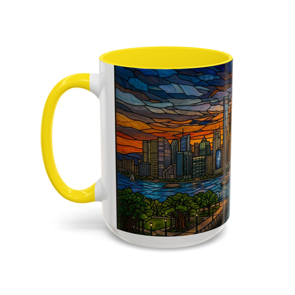 Shanghai Harbor Stained-Glass Sunset Coffee Mug (11/15oz)
