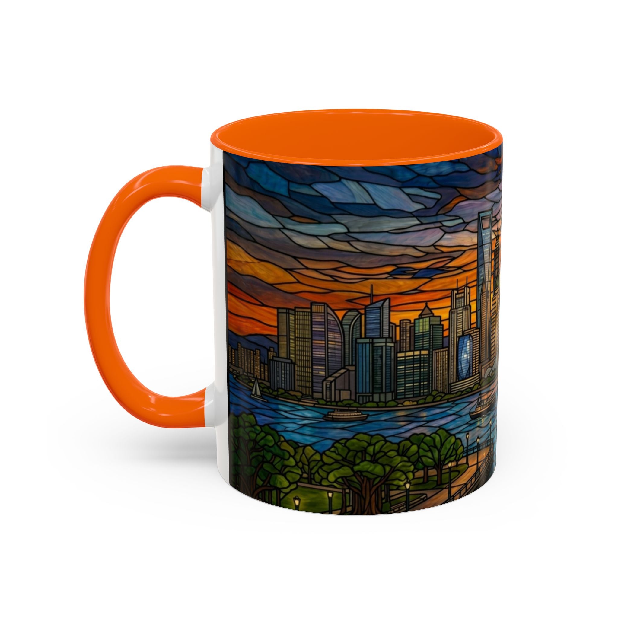 Shanghai Harbor Stained-Glass Sunset Coffee Mug (11/15oz)