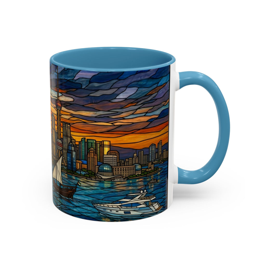 Shanghai Harbor Stained-Glass Sunset Coffee Mug (11/15oz)