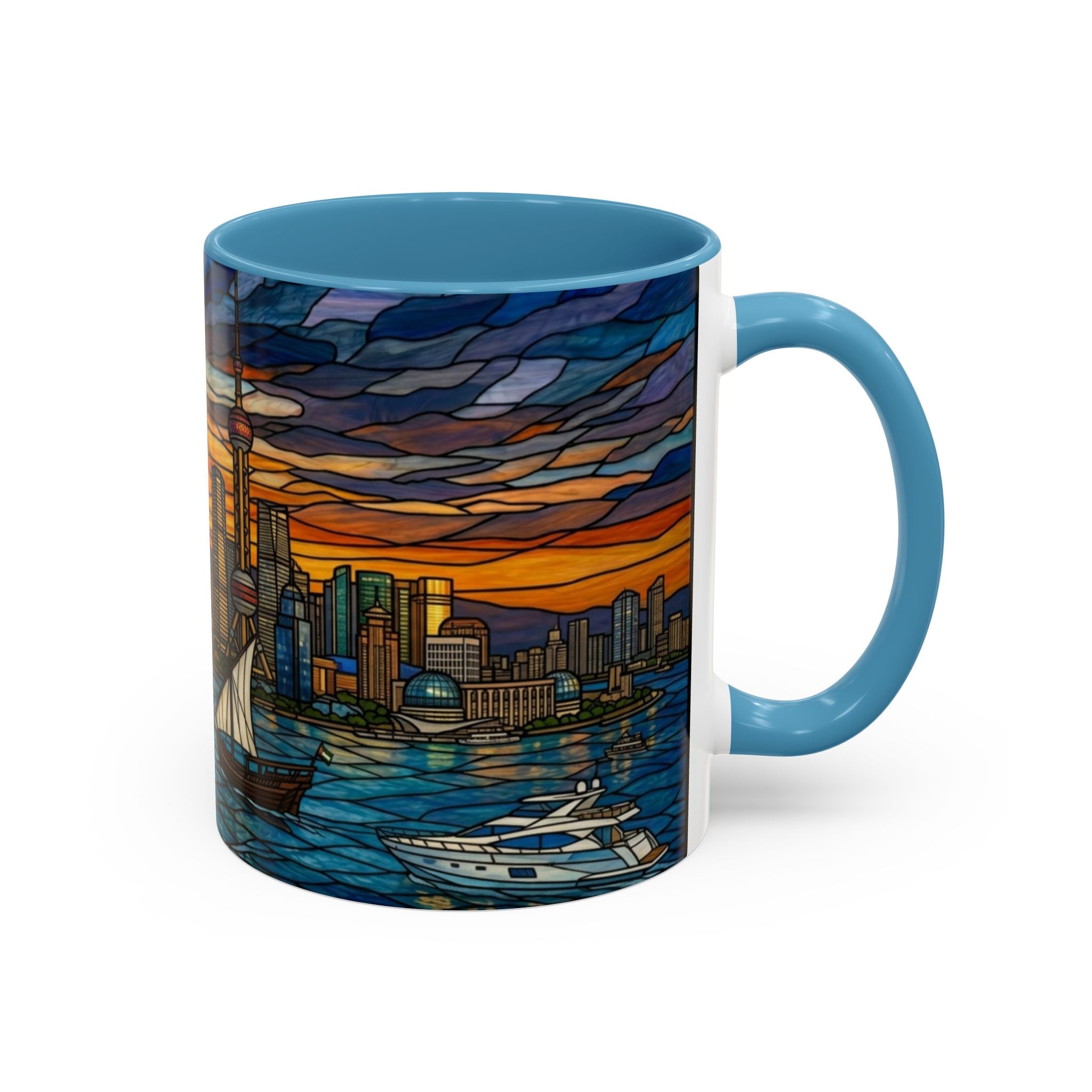 Shanghai Harbor Stained-Glass Sunset Coffee Mug (11/15oz)