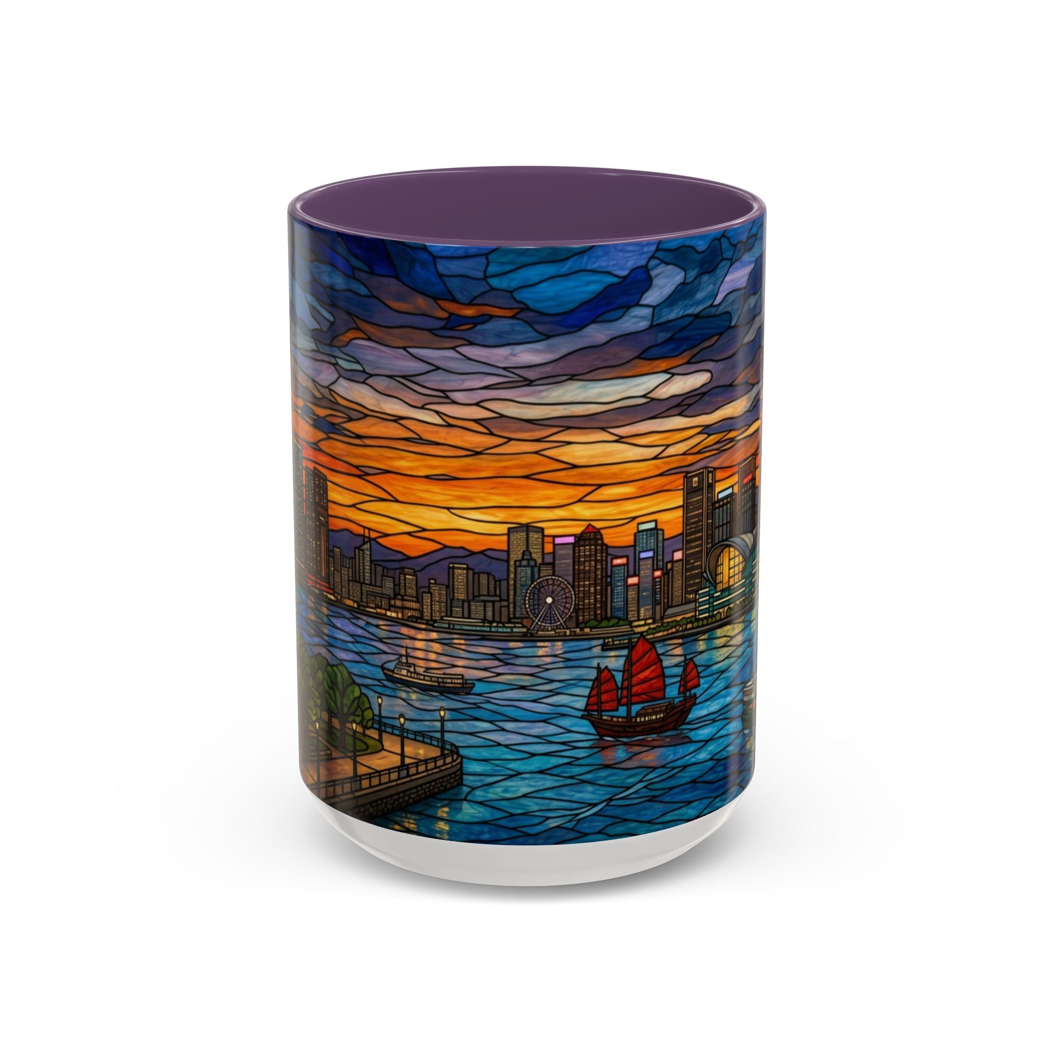 Hong Kong Sky Line Stained-Glass Coffee Mug (11/15oz)