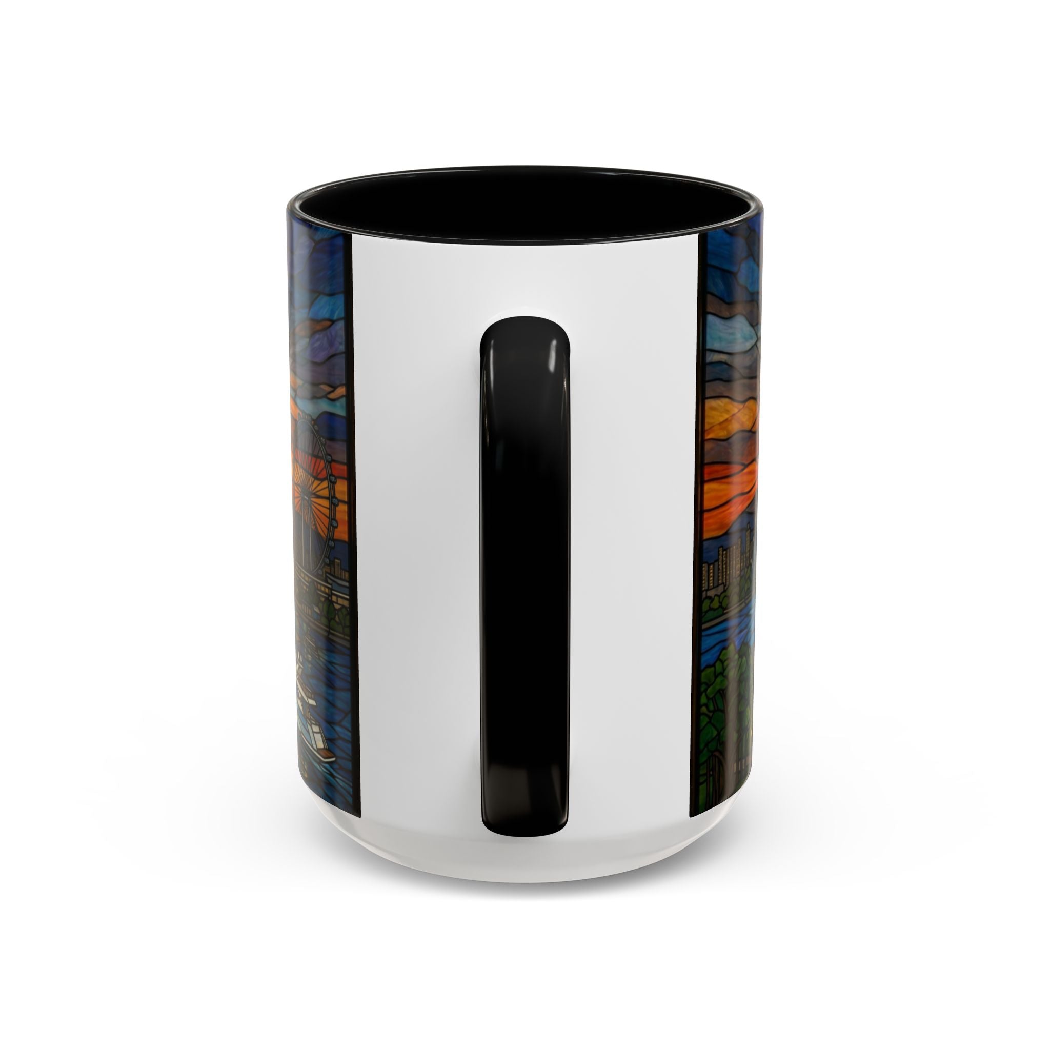 Singapore Skyline Accent Coffee Mug — Stained Glass Marina Bay Sunset Design (11/15oz)