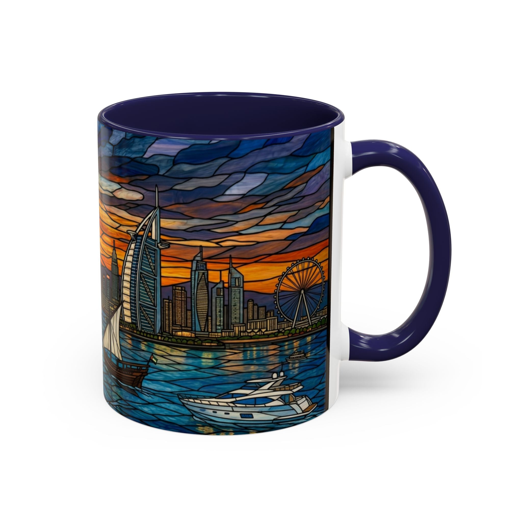 Dubai Skyline Stained Glass Accent Coffee Mug (11/15oz)