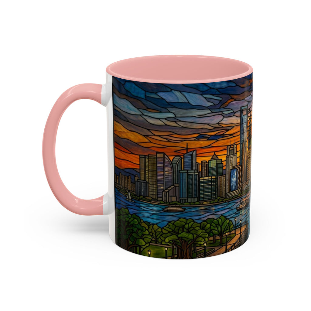 Shanghai Harbor Stained-Glass Sunset Coffee Mug (11/15oz)