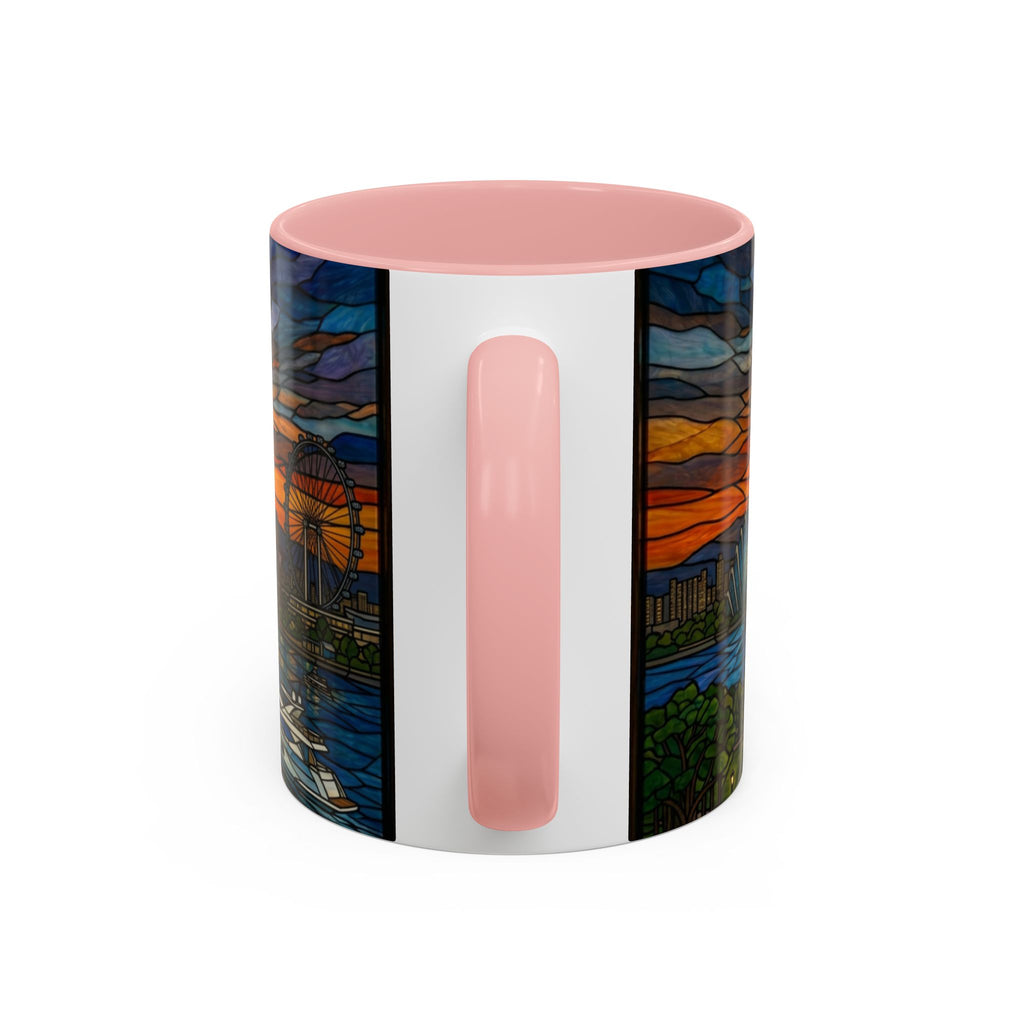 Singapore Skyline Accent Coffee Mug — Stained Glass Marina Bay Sunset Design (11/15oz)
