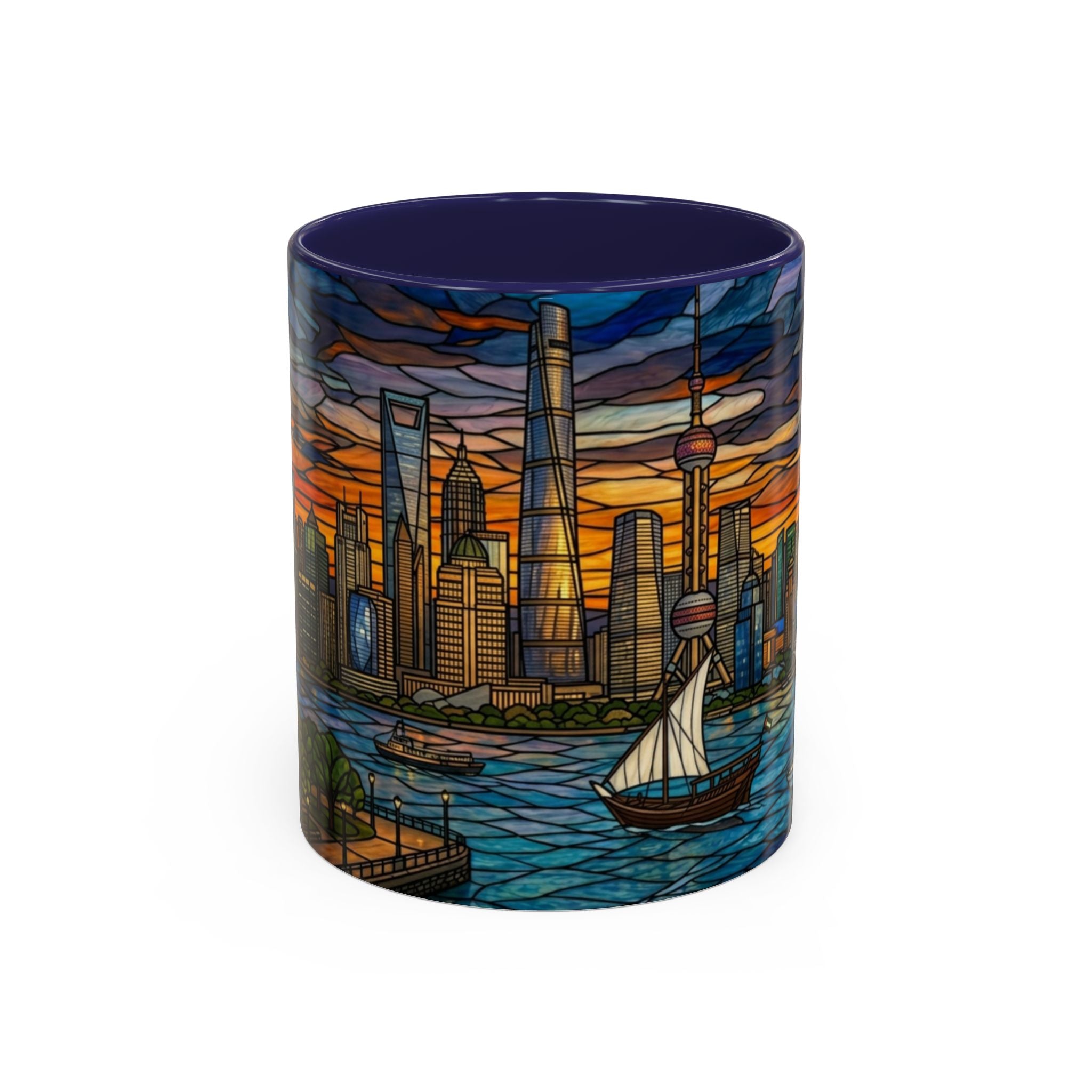 Shanghai Harbor Stained-Glass Sunset Coffee Mug (11/15oz)