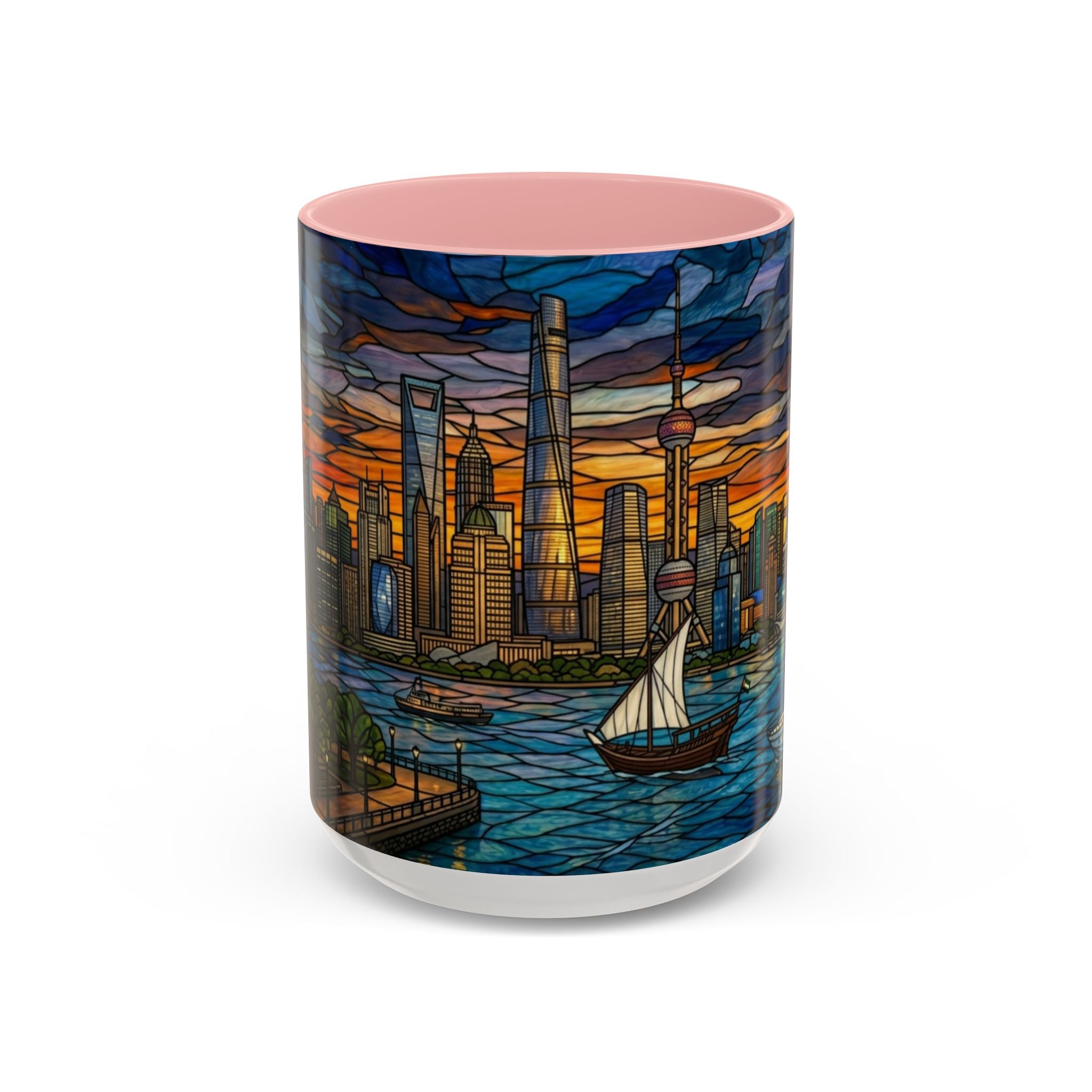 Shanghai Harbor Stained-Glass Sunset Coffee Mug (11/15oz)