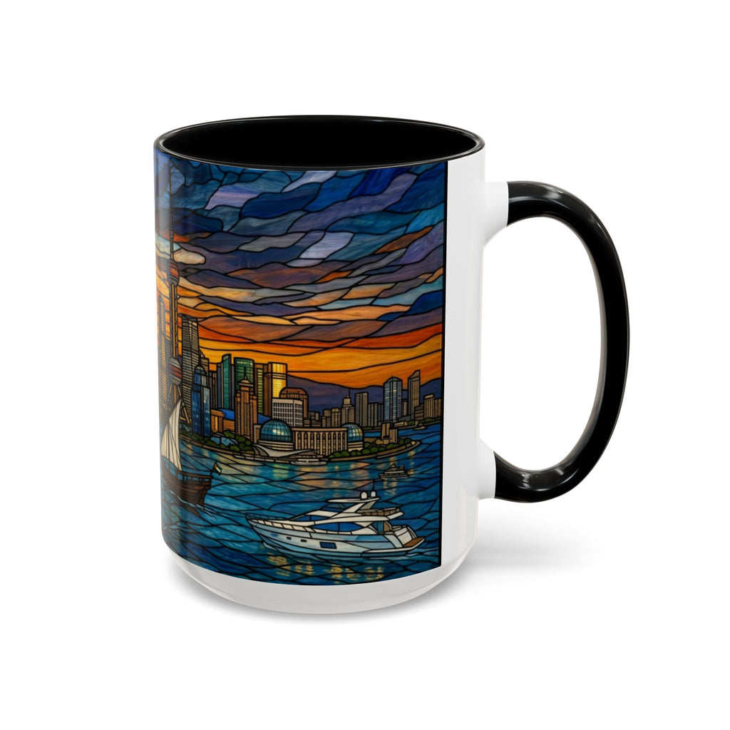 Shanghai Harbor Stained-Glass Sunset Coffee Mug (11/15oz)