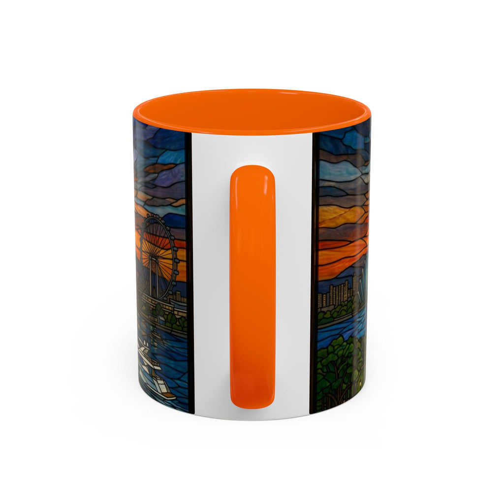 Singapore Skyline Accent Coffee Mug — Stained Glass Marina Bay Sunset Design (11/15oz)