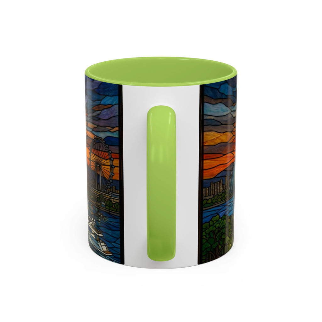 Singapore Skyline Accent Coffee Mug — Stained Glass Marina Bay Sunset Design (11/15oz)