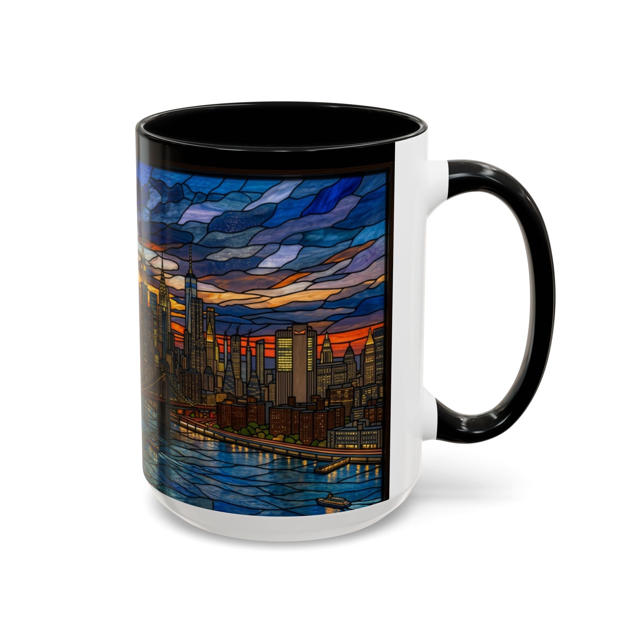 NYC Stained Glass Skyline Accent Coffee Mug – 11/15 oz
