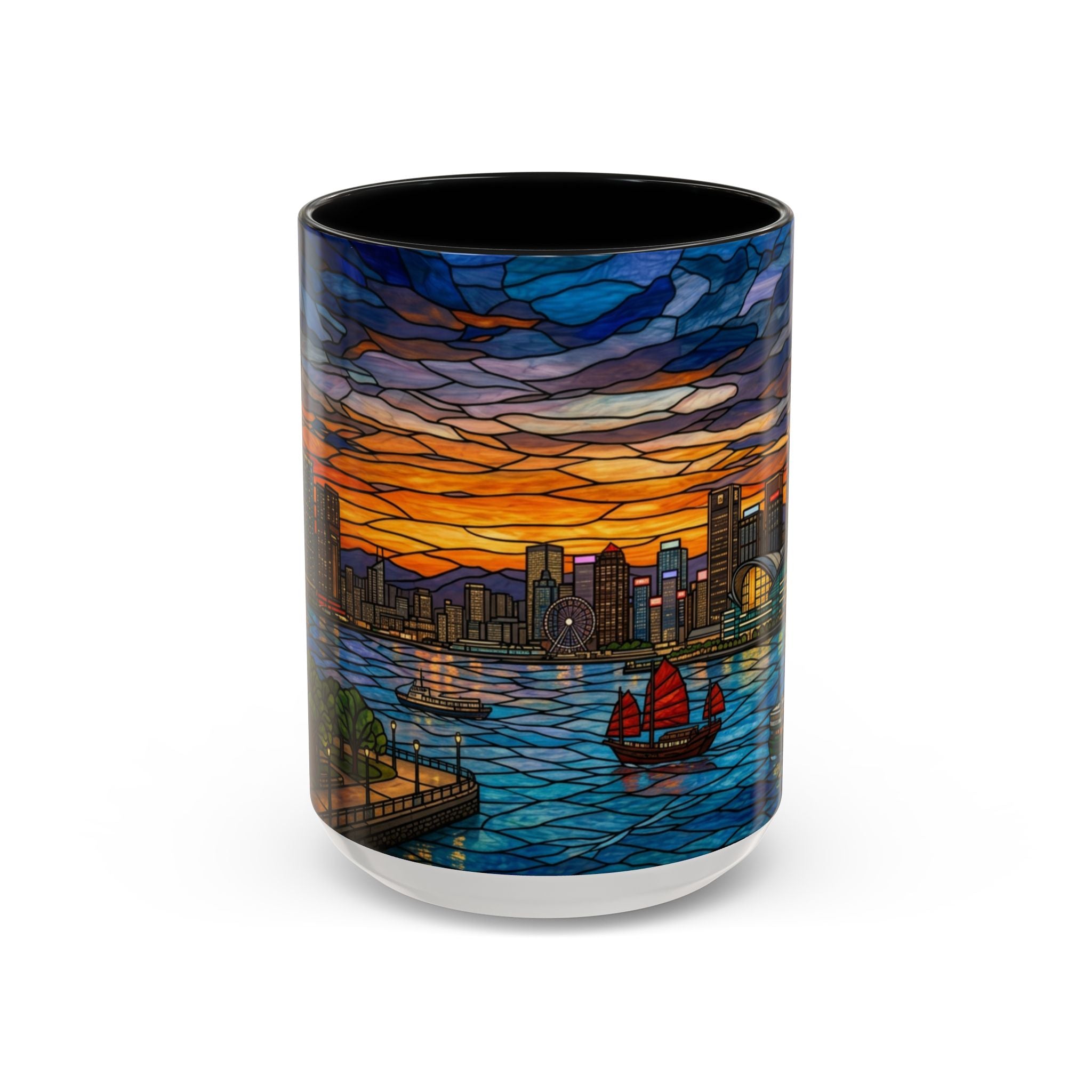 Hong Kong Sky Line Stained-Glass Coffee Mug (11/15oz)