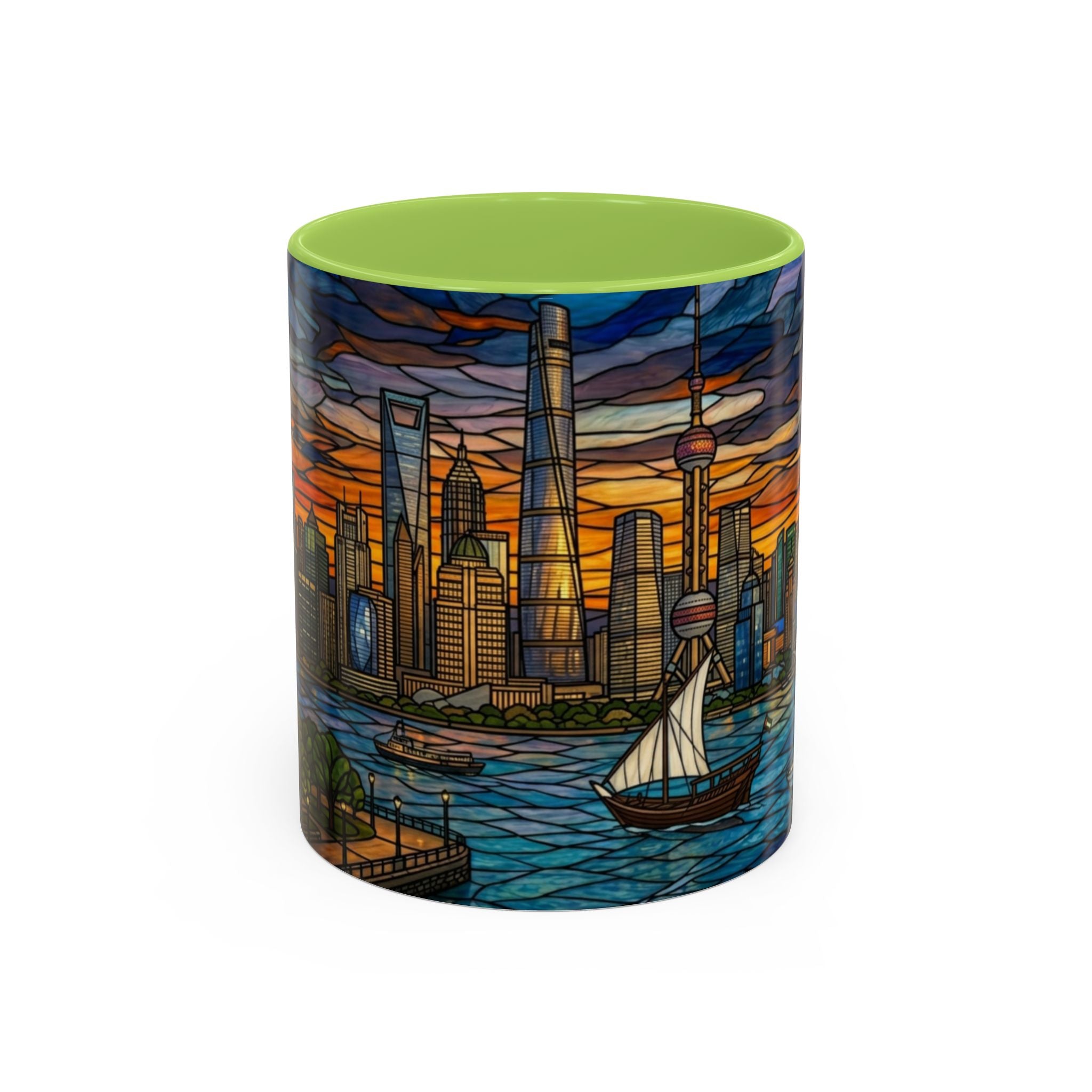 Shanghai Harbor Stained-Glass Sunset Coffee Mug (11/15oz)