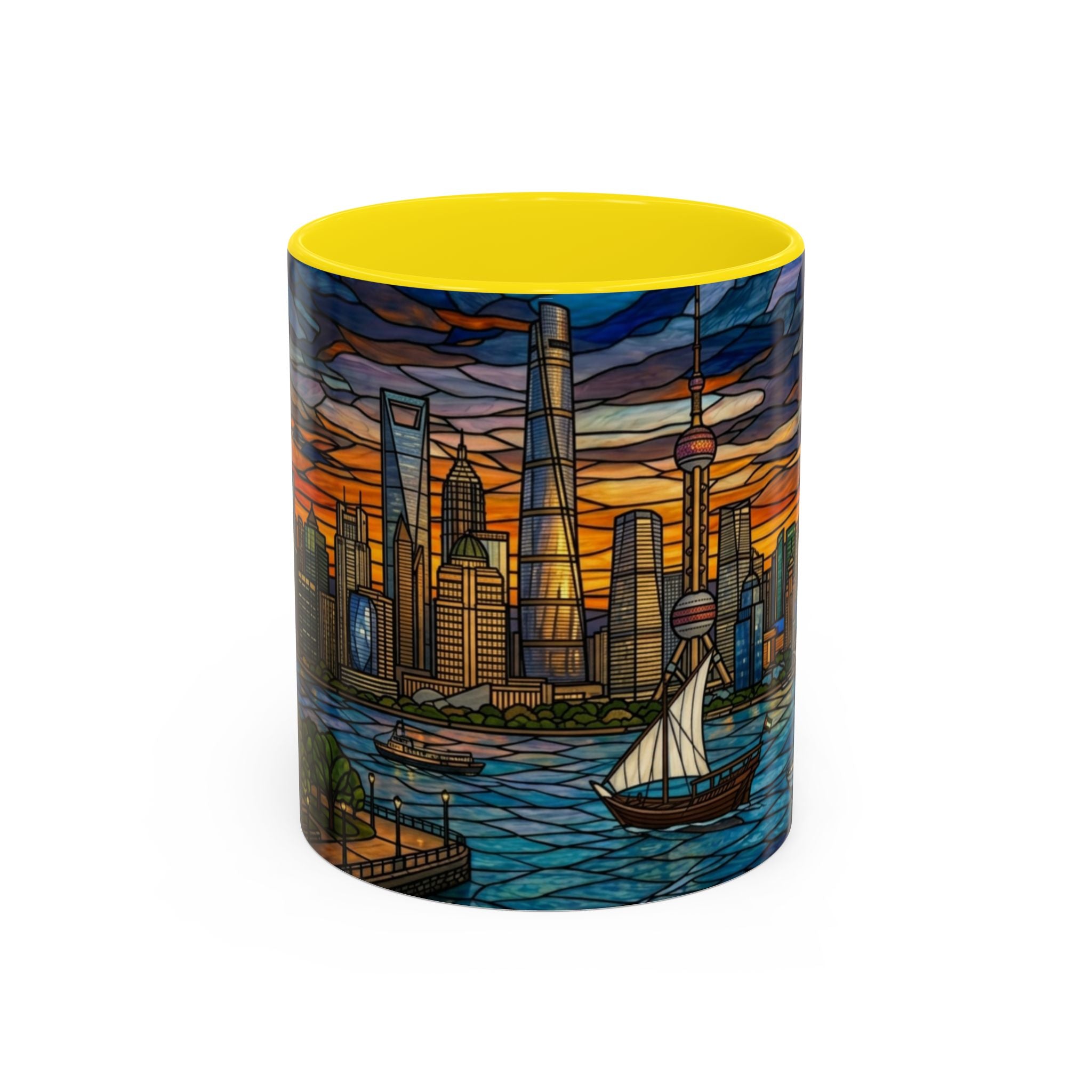 Shanghai Harbor Stained-Glass Sunset Coffee Mug (11/15oz)