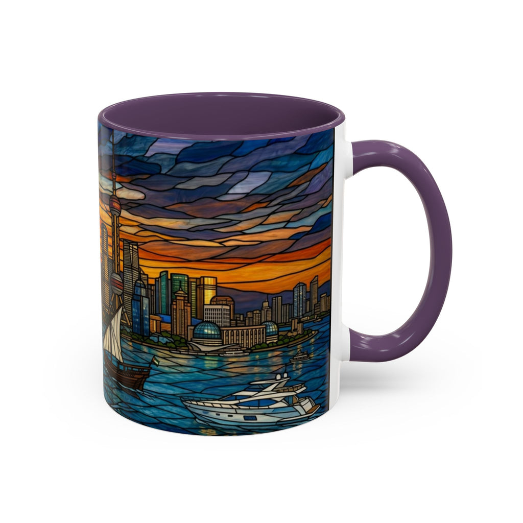 Shanghai Harbor Stained-Glass Sunset Coffee Mug (11/15oz)