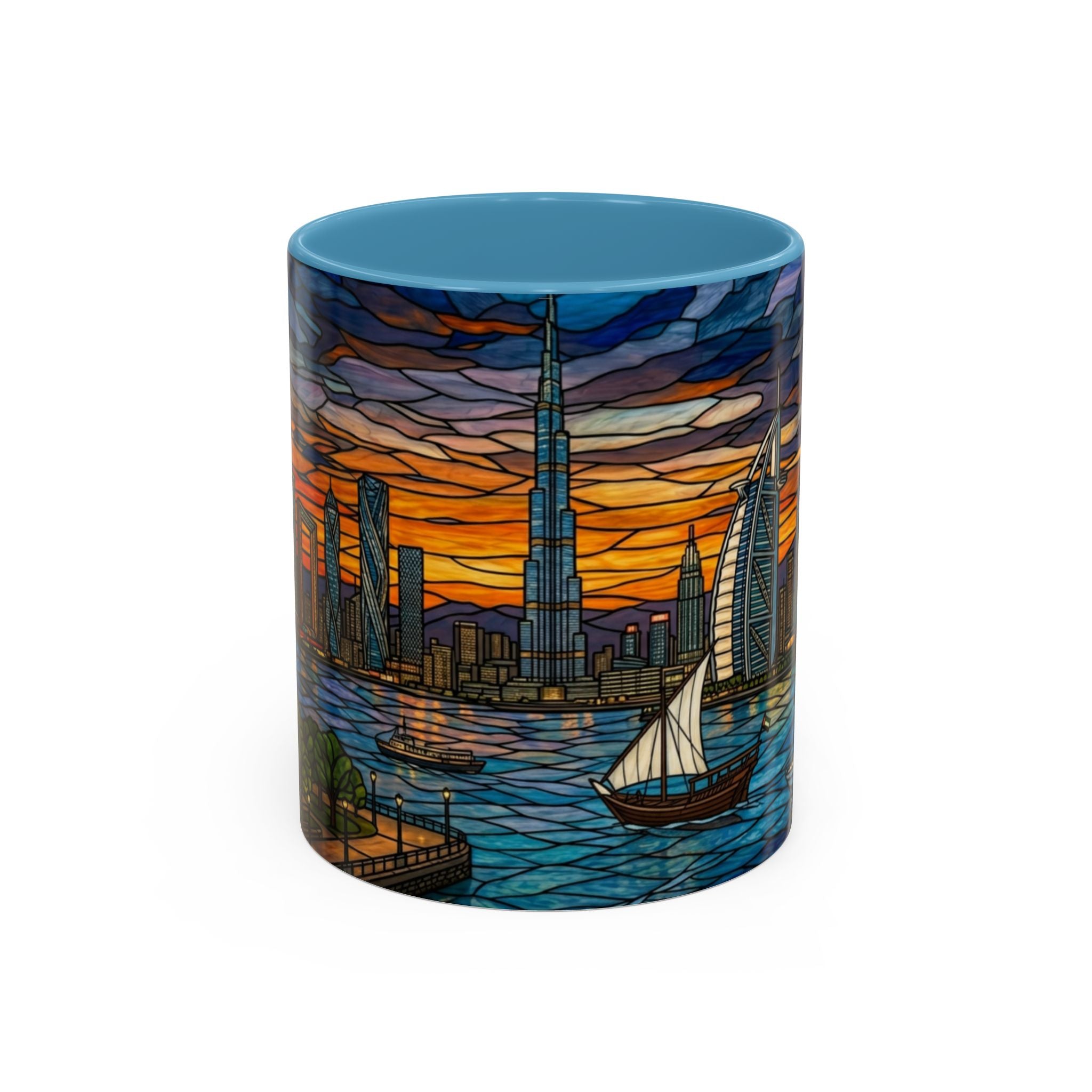 Dubai Skyline Stained Glass Accent Coffee Mug (11/15oz)