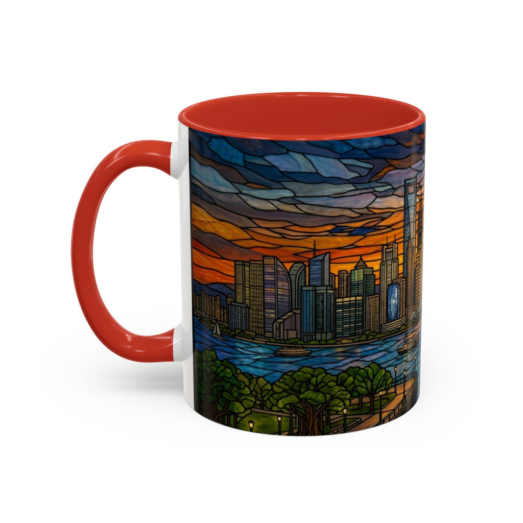 Shanghai Harbor Stained-Glass Sunset Coffee Mug (11/15oz)