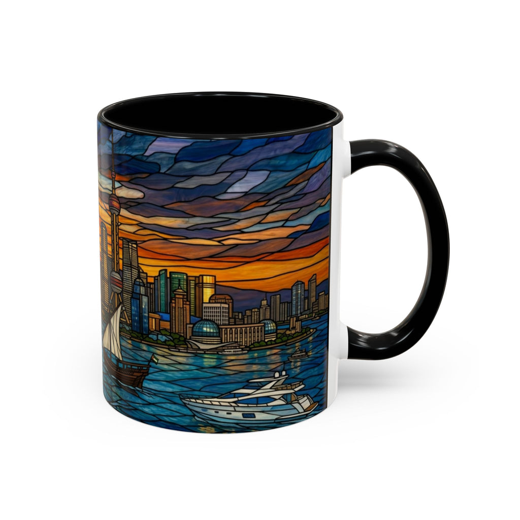 Shanghai Harbor Stained-Glass Sunset Coffee Mug (11/15oz)
