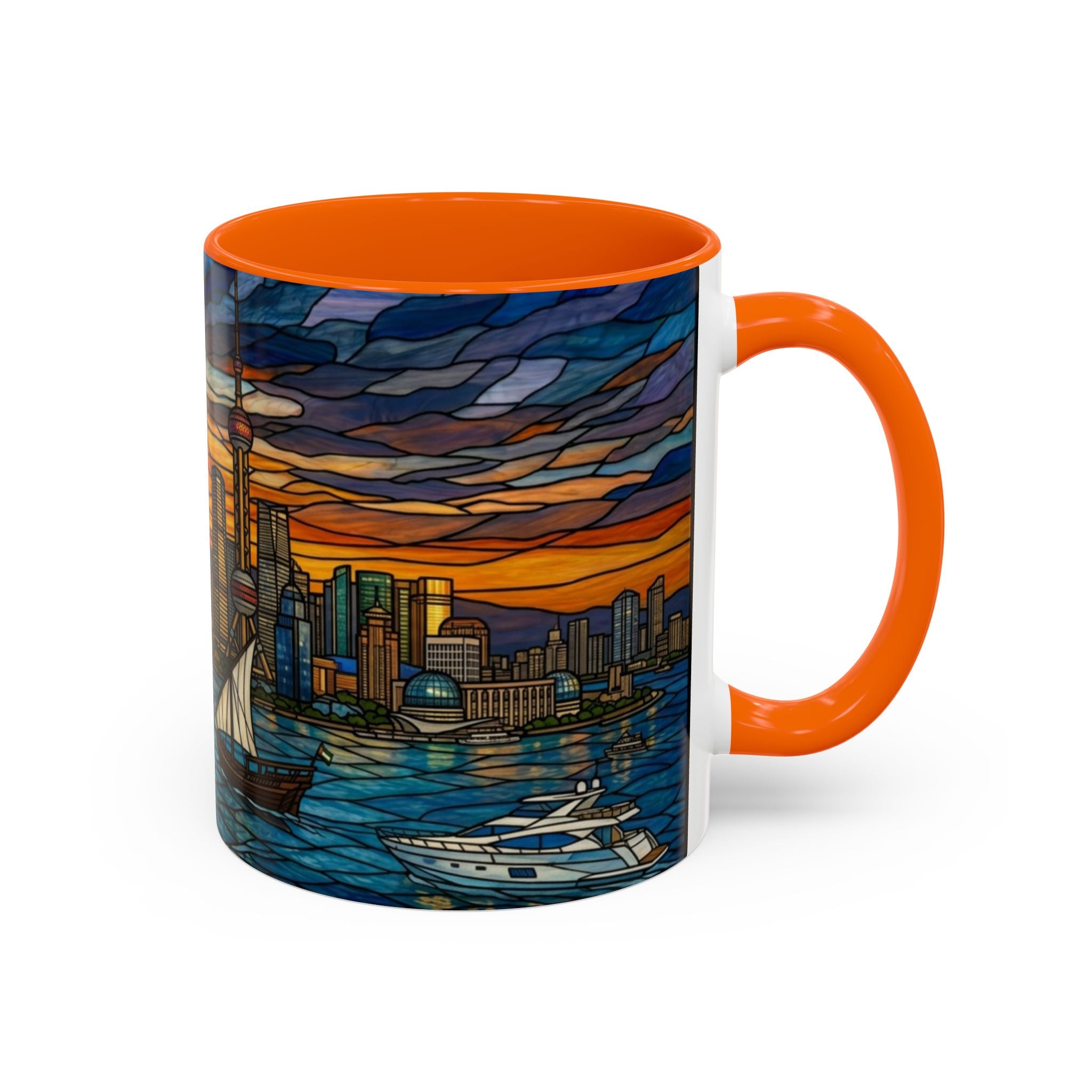 Shanghai Harbor Stained-Glass Sunset Coffee Mug (11/15oz)