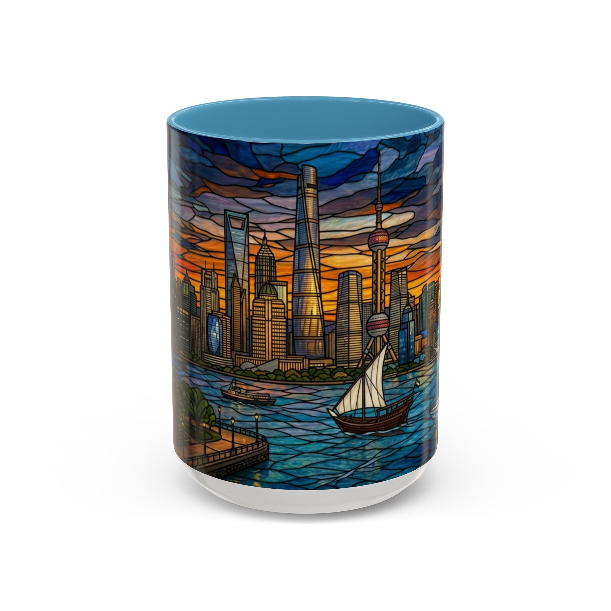 Shanghai Harbor Stained-Glass Sunset Coffee Mug (11/15oz)