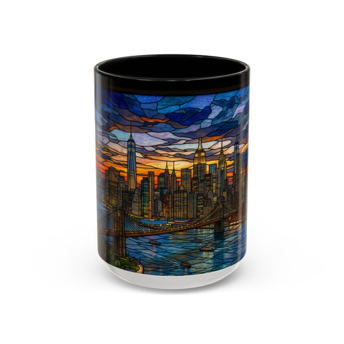 NYC Stained Glass Skyline Accent Coffee Mug – 11/15 oz
