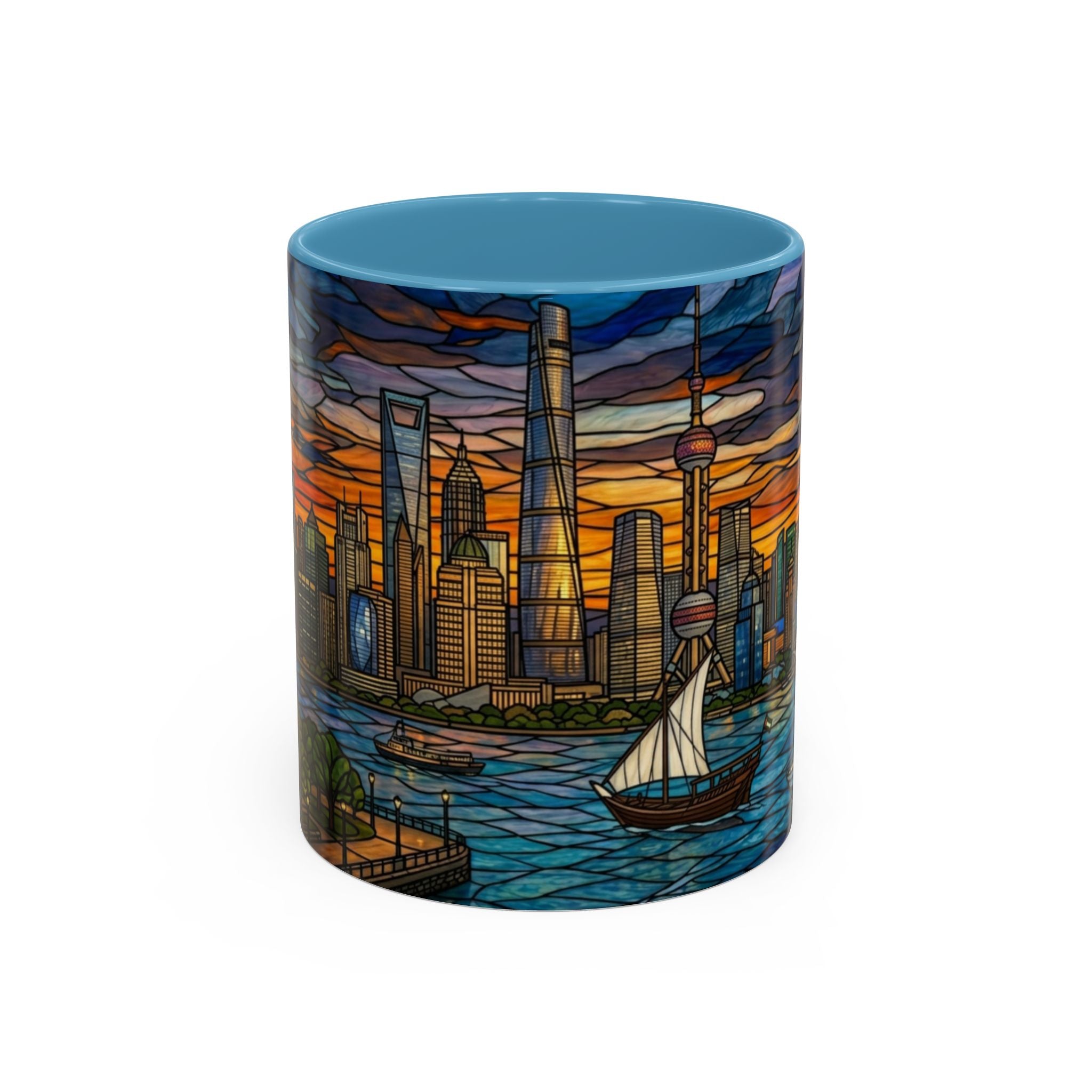 Shanghai Harbor Stained-Glass Sunset Coffee Mug (11/15oz)