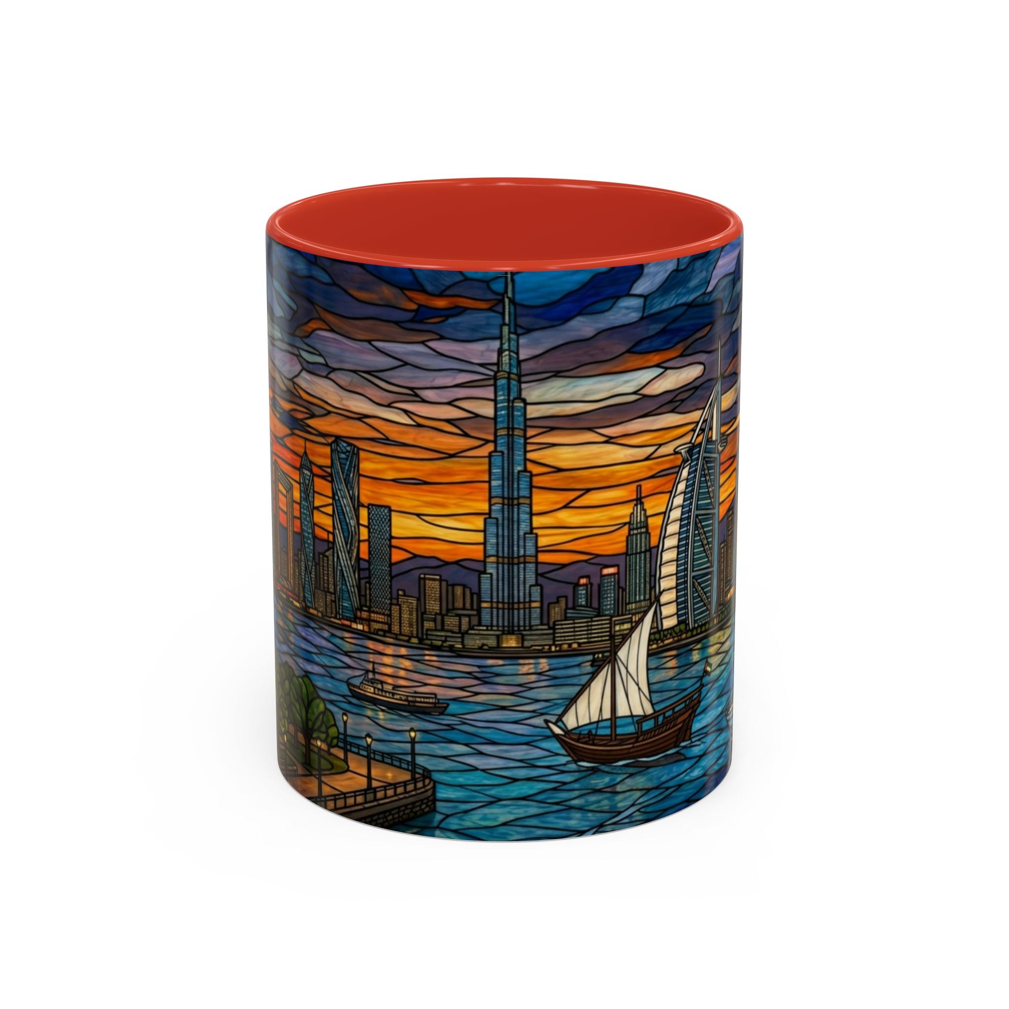 Dubai Skyline Stained Glass Accent Coffee Mug (11/15oz)