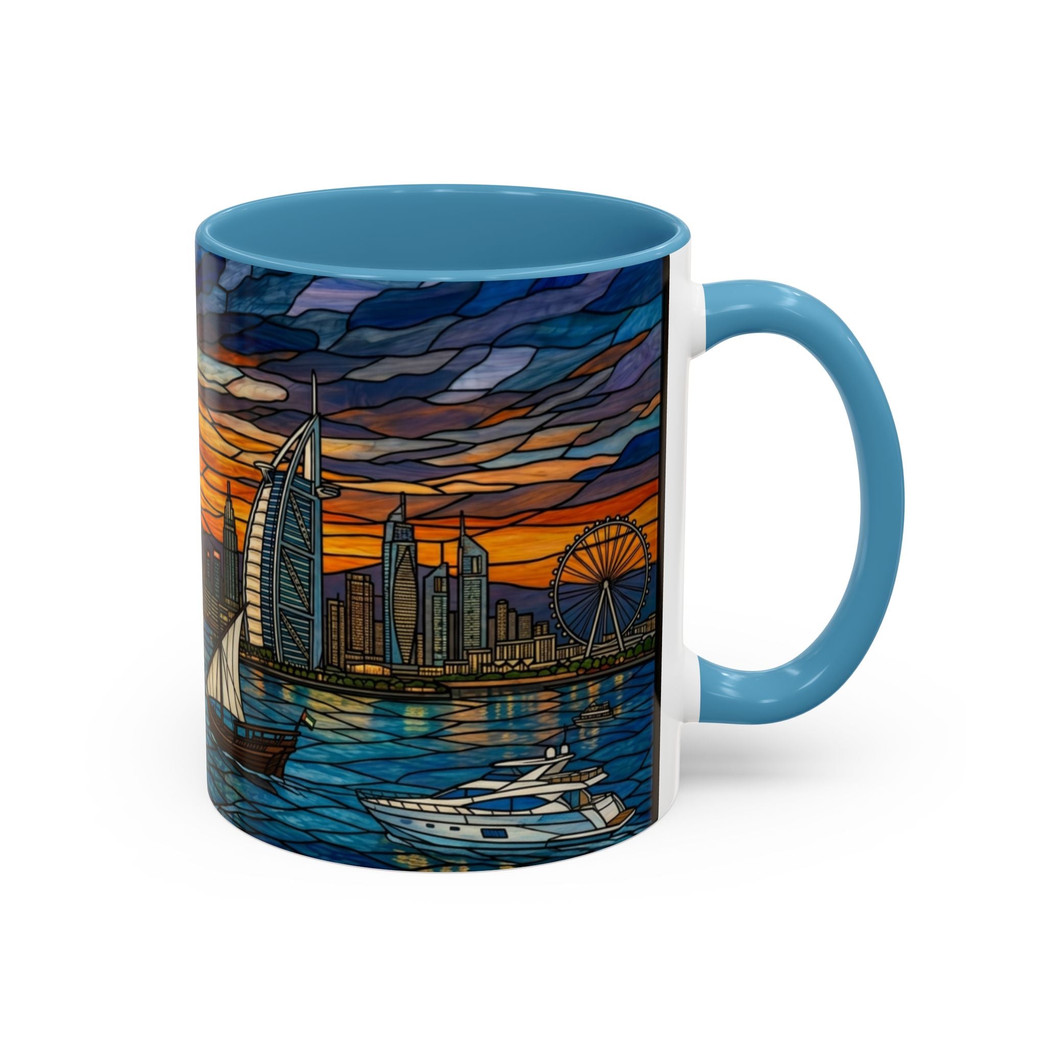Dubai Skyline Stained Glass Accent Coffee Mug (11/15oz)