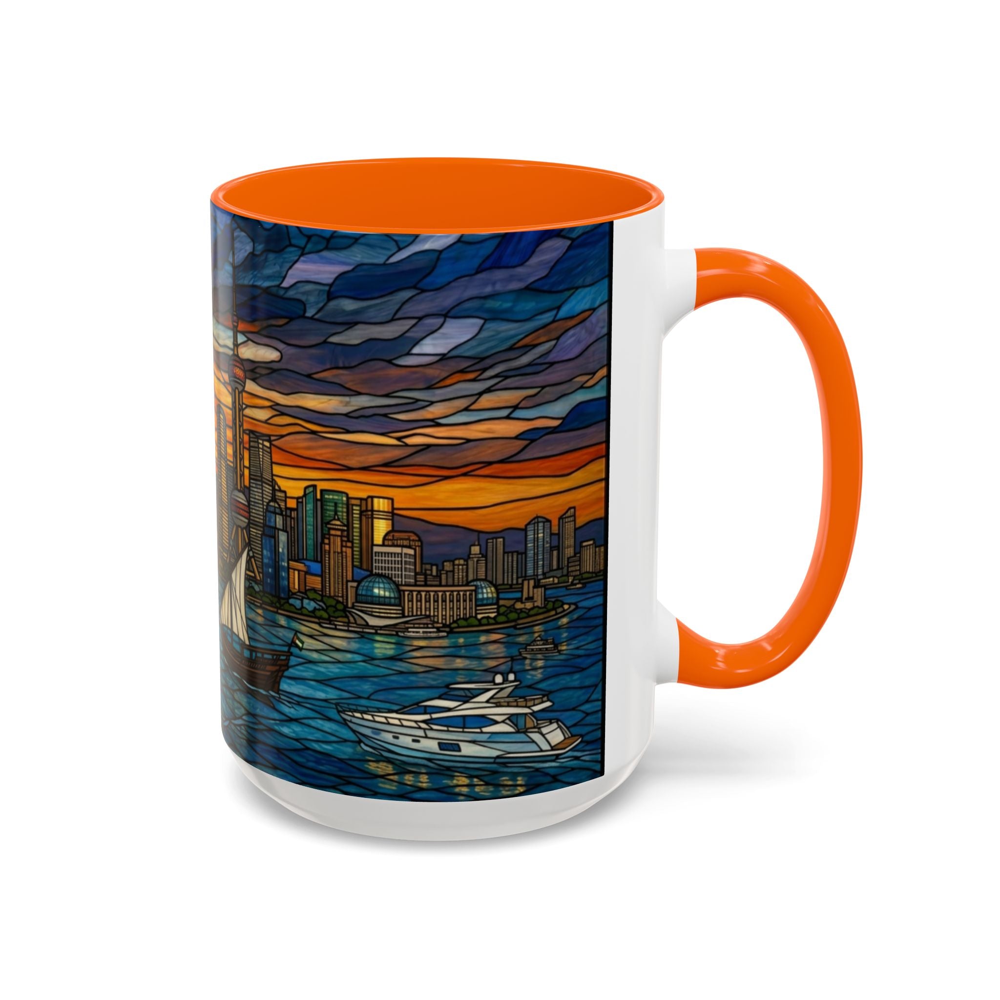 Shanghai Harbor Stained-Glass Sunset Coffee Mug (11/15oz)