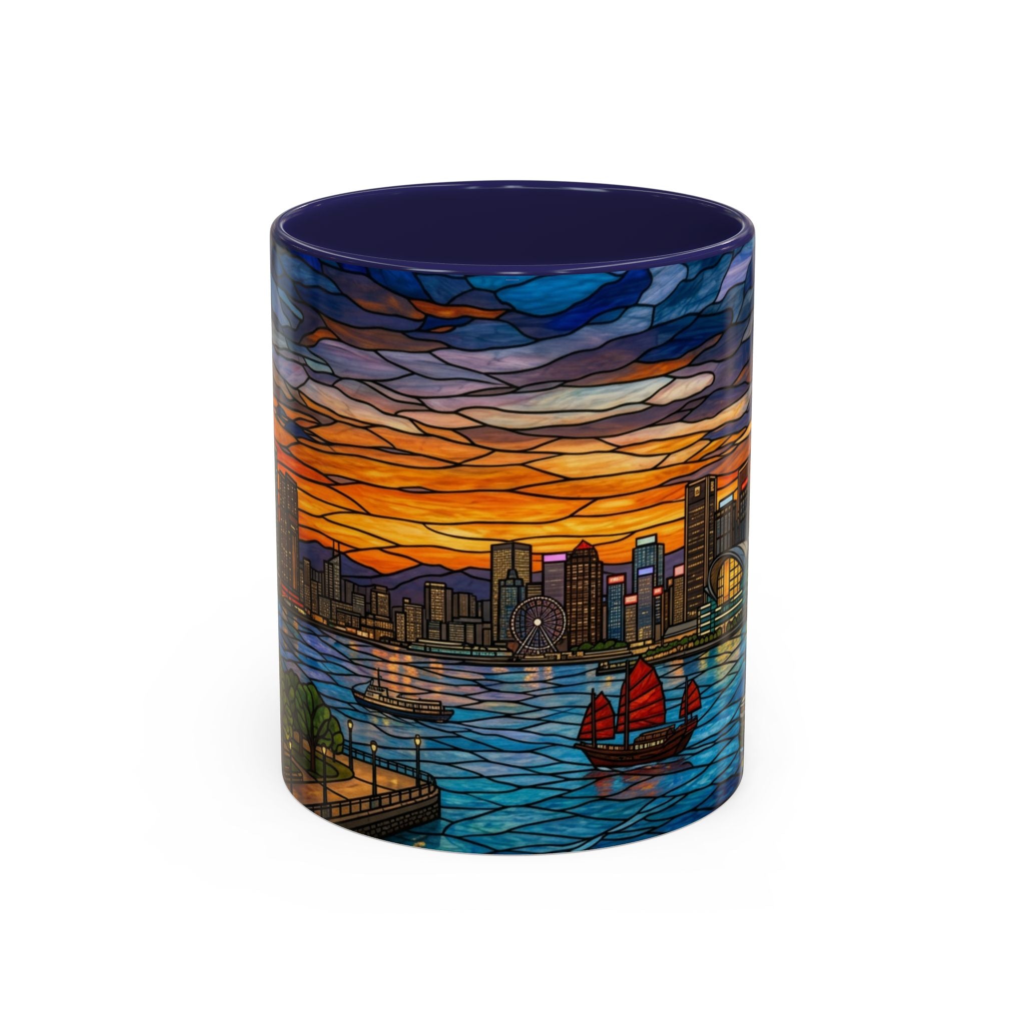 Hong Kong Sky Line Stained-Glass Coffee Mug (11/15oz)